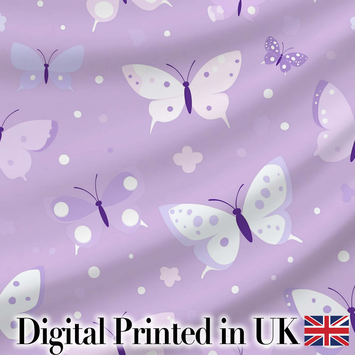 Cute Purple Butterflies with Soft Abstract Background Seamless Pattern Digital Print Fabric by the Metre UK Sewing Quilting Textile