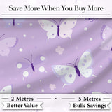Cute Purple Butterflies with Soft Abstract Background Seamless Pattern Digital Print Fabric by the Metre UK Sewing Quilting Textile
