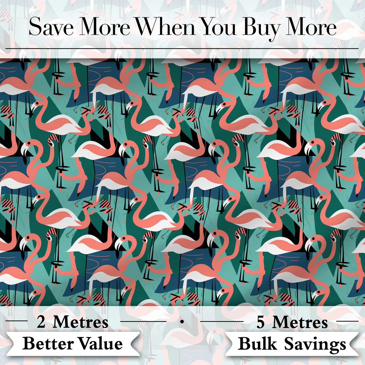 Modern Flamingo Birds with Geometric Jungle Background Seamless Pattern Digital Print Fabric by the Metre UK Sewing Quilting Textile