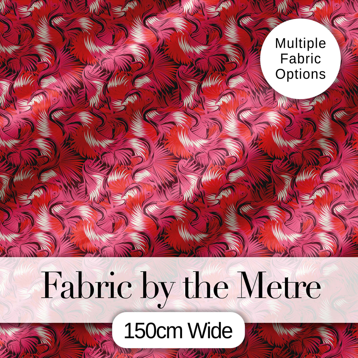 Bold Red Flamingo Birds Tropical Pattern Seamless Design Digital Print Fabric by the Metre UK Sewing Quilting Textile