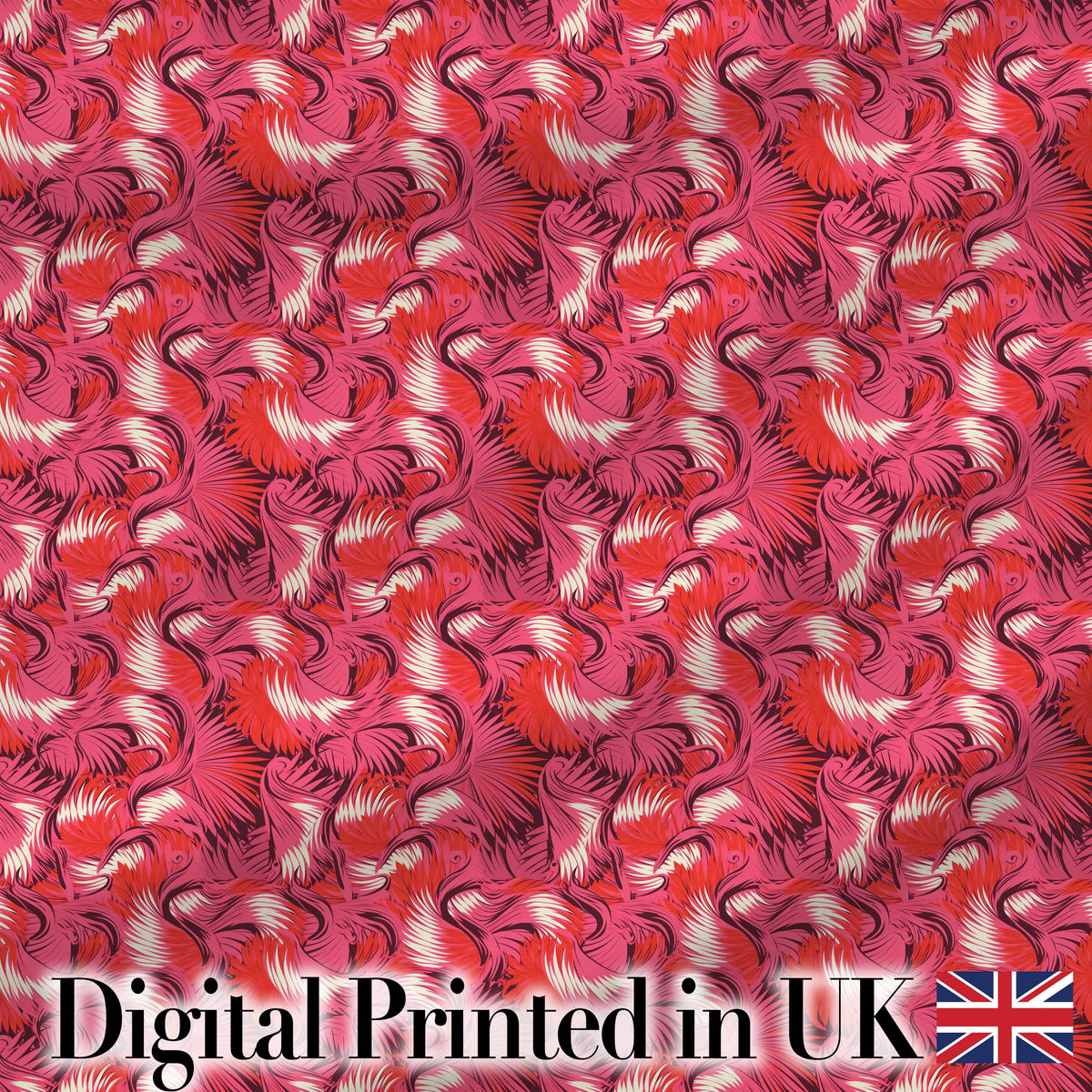 Bold Red Flamingo Birds Tropical Pattern Seamless Design Digital Print Fabric by the Metre UK Sewing Quilting Textile