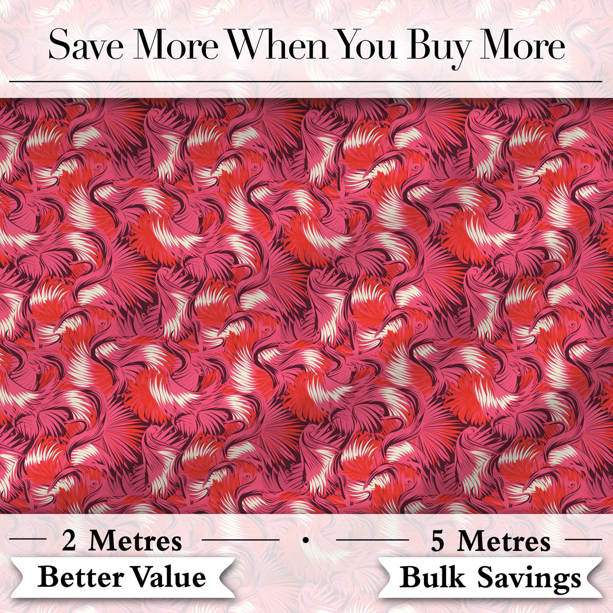 Bold Red Flamingo Birds Tropical Pattern Seamless Design Digital Print Fabric by the Metre UK Sewing Quilting Textile