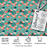 Modern Flamingo Birds with Teal Tropical Leaves Seamless Pattern Digital Print Fabric by the Metre UK Sewing Quilting Textile
