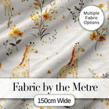 Cute Baby Giraffes with Yellow Floral Elements Seamless Pattern Digital Print Fabric by the Metre UK Sewing Quilting Textile