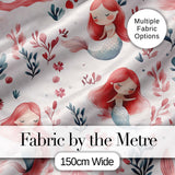 Cute Little Mermaids with Soft Floral Background Seamless Pattern Digital Print Fabric by the Metre UK Sewing Quilting Textile