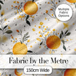 Fresh Oranges with Delicate Floral Botanical Pattern Seamless Digital Print Fabric by the Metre UK Sewing Quilting Textile