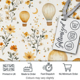 Vintage Hot Air Balloons with Floral Elements Seamless Pattern Digital Print Fabric by the Metre UK Sewing Quilting Textile