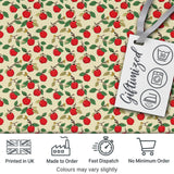Vintage Red Apples on Branches with Leaves Seamless Pattern Digital Print Fabric by the Metre UK Sewing Quilting Textile