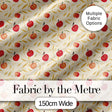 Stylized Apples with Flowing Leaves on Cream Background Seamless Pattern Digital Print Fabric by the Metre UK Sewing Quilting Textile