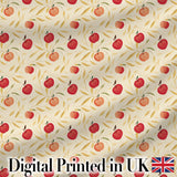 Stylized Apples with Flowing Leaves on Cream Background Seamless Pattern Digital Print Fabric by the Metre UK Sewing Quilting Textile