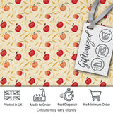 Stylized Apples with Flowing Leaves on Cream Background Seamless Pattern Digital Print Fabric by the Metre UK Sewing Quilting Textile