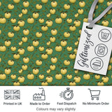 Vintage Yellow Apples with Leaves on Green Background Seamless Pattern Digital Print Fabric by the Metre UK Sewing Quilting Textile