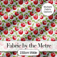 Watercolor Red Apples with Green Leaves Seamless Pattern Digital Print Fabric by the Metre UK Sewing Quilting Textile