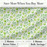 Soft Watercolor Green Apples with Leaves Seamless Pattern Digital Print Fabric by the Metre UK Sewing Quilting Textile