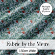 Botanical Branches with Red Berries and Leaves Seamless Pattern Digital Print Fabric by the Metre UK Sewing Quilting Textile