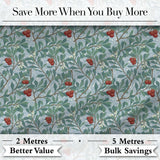 Botanical Branches with Red Berries and Leaves Seamless Pattern Digital Print Fabric by the Metre UK Sewing Quilting Textile