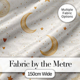 Cute Crescent Moon Stars and Clouds Neutral Seamless Pattern Digital Print Fabric by the Metre UK Sewing Quilting Textile