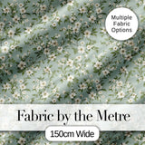 Elegant White Floral Branches on Soft Blue Seamless Pattern Digital Print Fabric by the Metre UK Sewing Quilting Textile