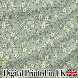 Elegant White Floral Branches on Soft Blue Seamless Pattern Digital Print Fabric by the Metre UK Sewing Quilting Textile