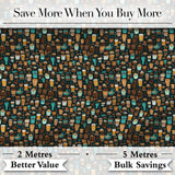 Coffee Shop Drinks Desserts and Cups Detailed Seamless Pattern Digital Print Fabric by the Metre UK Sewing Quilting Textile