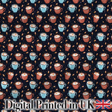 Hot Chocolate Mugs with Marshmallows and Sprinkles Seamless Pattern Digital Print Fabric by the Metre UK Sewing Quilting Textile