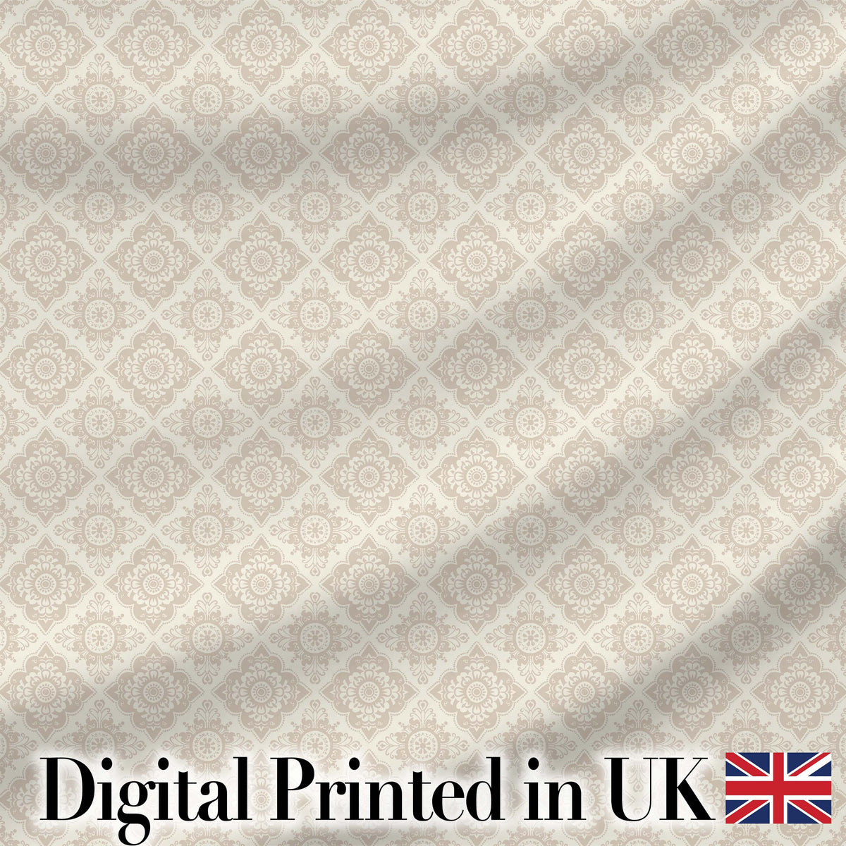 Elegant Beige Damask Floral Classic Seamless Pattern Digital Print Fabric by the Metre UK Sewing Quilting Textile