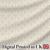 Classic Ornamental Teardrop Damask Beige Seamless Pattern Digital Print Fabric by the Metre UK Sewing Quilting Textile