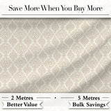 Classic Ornamental Teardrop Damask Beige Seamless Pattern Digital Print Fabric by the Metre UK Sewing Quilting Textile