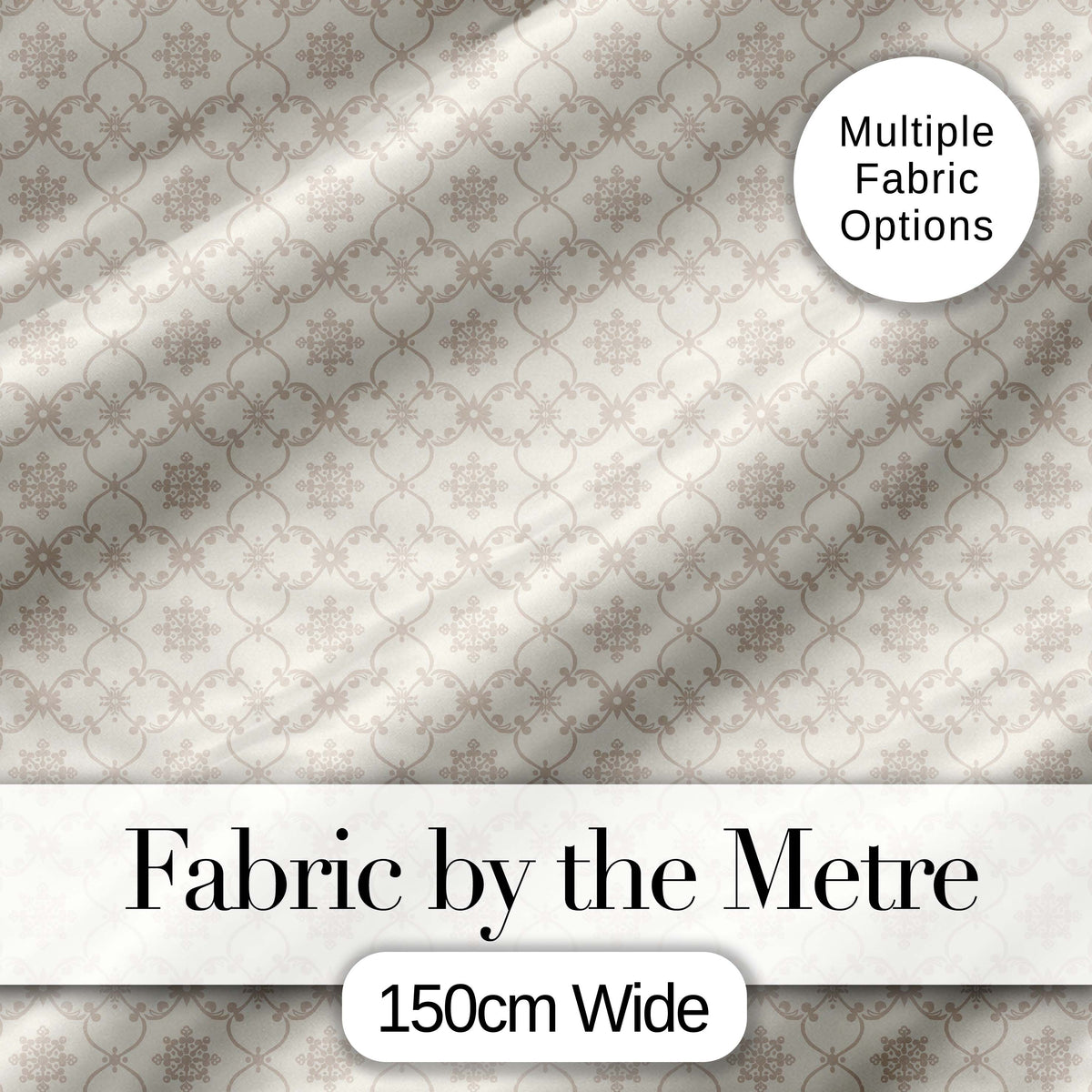 Soft Beige Geometric Floral Lattice Seamless Pattern Digital Print Fabric by the Metre UK Sewing Quilting Textile