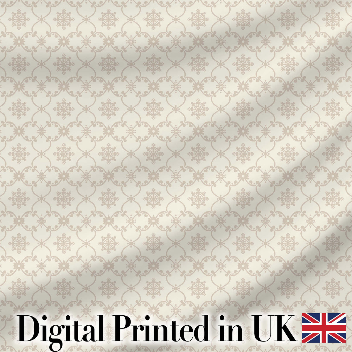 Soft Beige Geometric Floral Lattice Seamless Pattern Digital Print Fabric by the Metre UK Sewing Quilting Textile