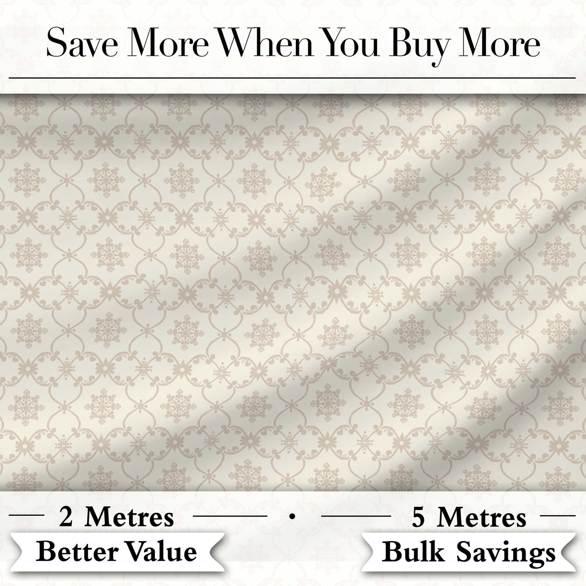 Soft Beige Geometric Floral Lattice Seamless Pattern Digital Print Fabric by the Metre UK Sewing Quilting Textile