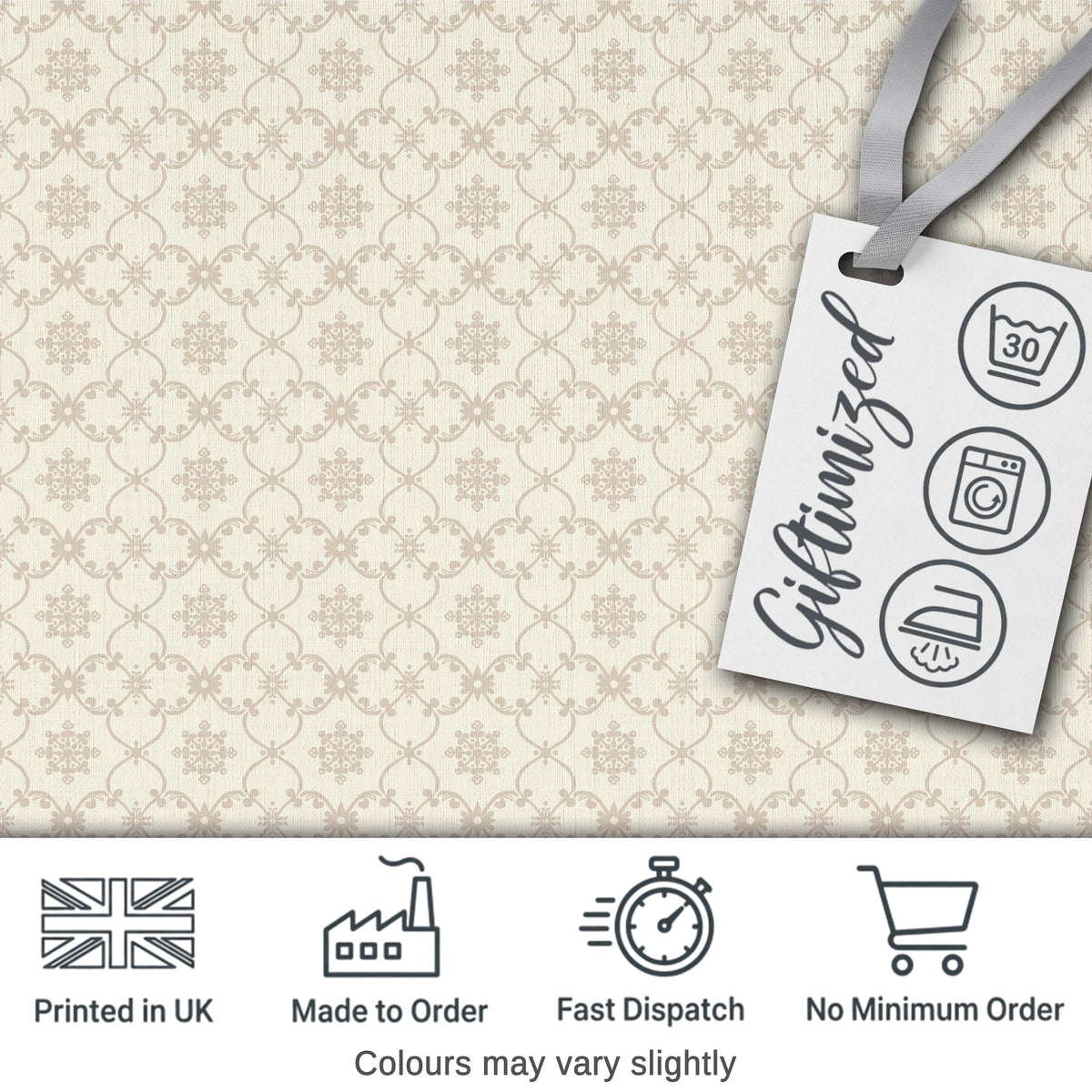 Soft Beige Geometric Floral Lattice Seamless Pattern Digital Print Fabric by the Metre UK Sewing Quilting Textile