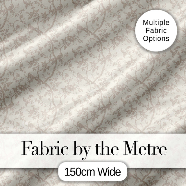 Elegant Birds and Branches Toile Style Seamless Pattern Digital Print Fabric by the Metre UK Sewing Quilting Textile