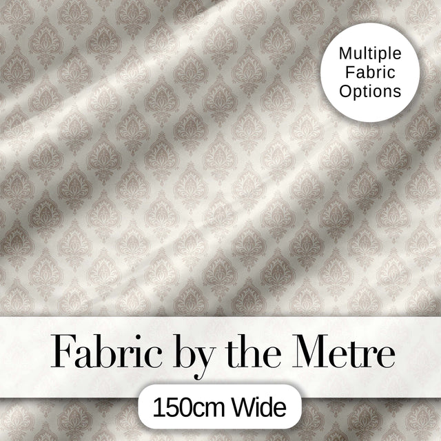 Classic Beige Ornamental Damask Motif Seamless Pattern Digital Print Fabric by the Metre UK Sewing Quilting Textile