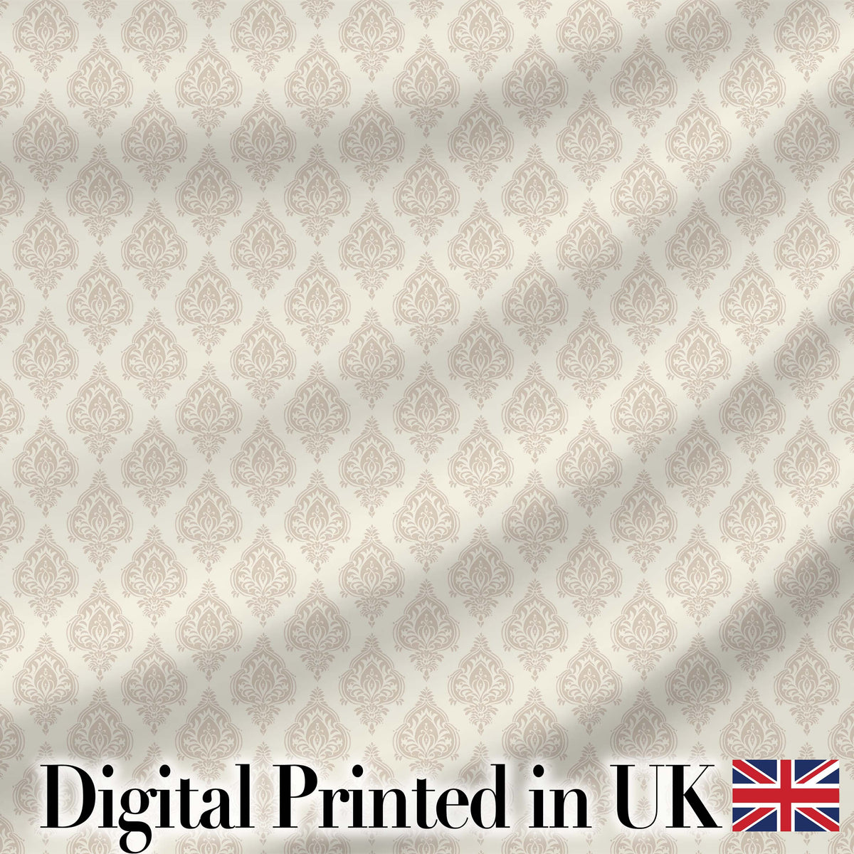 Classic Beige Ornamental Damask Motif Seamless Pattern Digital Print Fabric by the Metre UK Sewing Quilting Textile