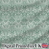 Classic William Morris Style Green Botanical Seamless Pattern Digital Print Fabric by the Metre UK Sewing Quilting Textile
