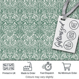 Classic William Morris Style Green Botanical Seamless Pattern Digital Print Fabric by the Metre UK Sewing Quilting Textile