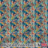 Colorful Painted Butterflies Abstract Artistic Seamless Pattern Digital Print Fabric by the Metre UK Sewing Quilting Textile