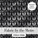 Black and White Butterfly Elegant Repeating Seamless Pattern Digital Print Fabric by the Metre UK Sewing Quilting Textile