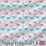 Pastel Butterfly Soft Color Dreamy Seamless Pattern Digital Print Fabric by the Metre UK Sewing Quilting Textile
