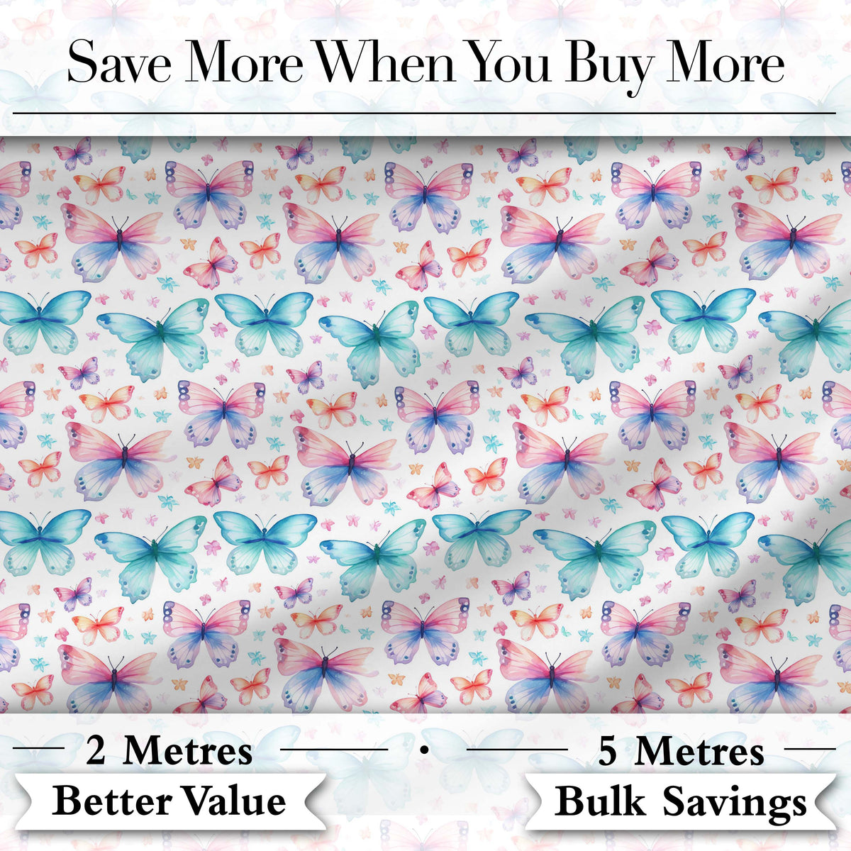 Pastel Butterfly Soft Color Dreamy Seamless Pattern Digital Print Fabric by the Metre UK Sewing Quilting Textile