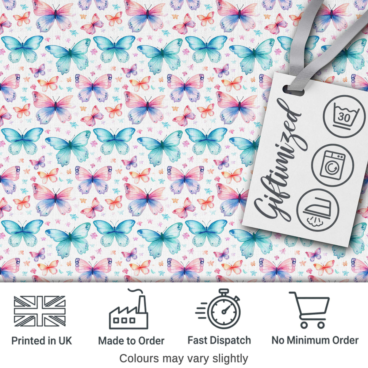 Pastel Butterfly Soft Color Dreamy Seamless Pattern Digital Print Fabric by the Metre UK Sewing Quilting Textile