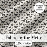 Black and White Butterfly Vintage Style Seamless Pattern Digital Print Fabric by the Metre UK Sewing Quilting Textile
