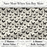 Black and White Butterfly Vintage Style Seamless Pattern Digital Print Fabric by the Metre UK Sewing Quilting Textile