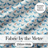 Blue Butterfly Watercolor Floral Delicate Seamless Pattern Digital Print Fabric by the Metre UK Sewing Quilting Textile