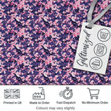 Pink Cherry Blossom Branches Purple Background Seamless Pattern Digital Print Fabric by the Metre UK Sewing Quilting Textile