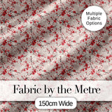 Red and White Cherry Blossom Floral Beige Seamless Pattern Digital Print Fabric by the Metre UK Sewing Quilting Textile