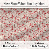 Red and White Cherry Blossom Floral Beige Seamless Pattern Digital Print Fabric by the Metre UK Sewing Quilting Textile