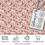 Red and White Cherry Blossom Floral Beige Seamless Pattern Digital Print Fabric by the Metre UK Sewing Quilting Textile