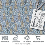 Vintage Botanical Leaf Floral Blue Tone Seamless Pattern Digital Print Fabric by the Metre UK Sewing Quilting Textile